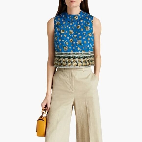 Veronica Beard Sylvana Cropped Paisley-Print Cotton-Blend Twill Top - Size: 2 - Picture 1 of 11